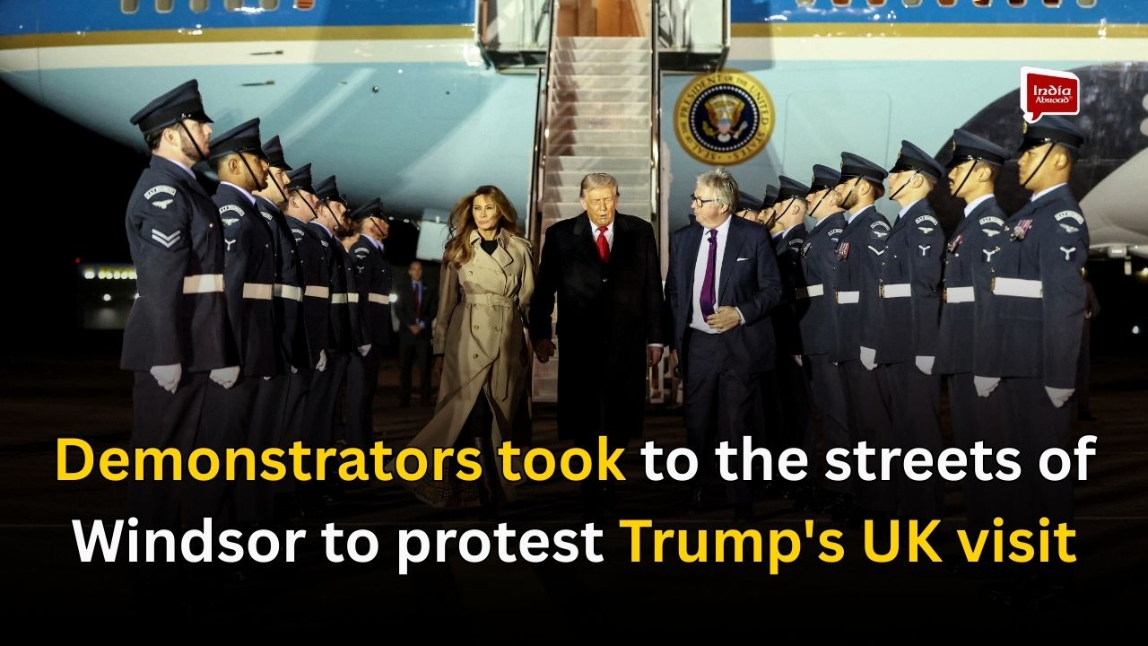 Demonstrators took to the streets of Windsor to protest Trump's UK visit