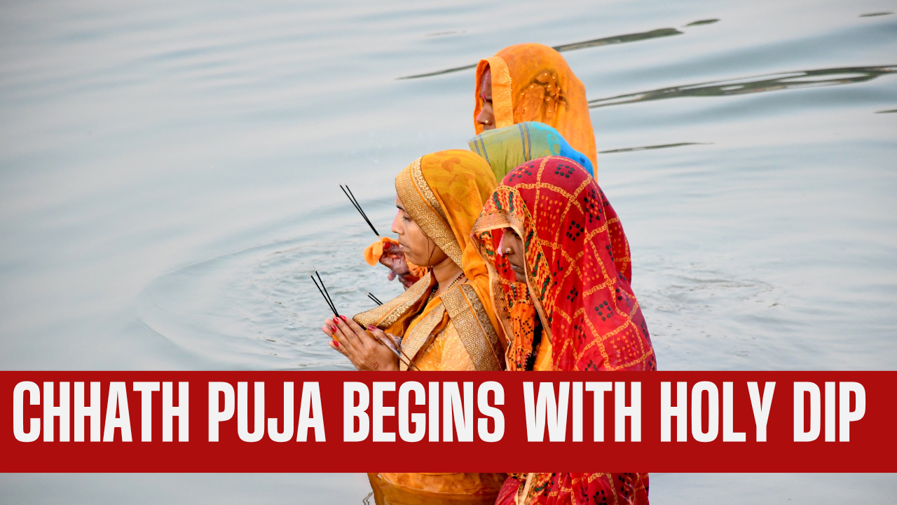 Indian devotees mark beginning of Chhath Puja