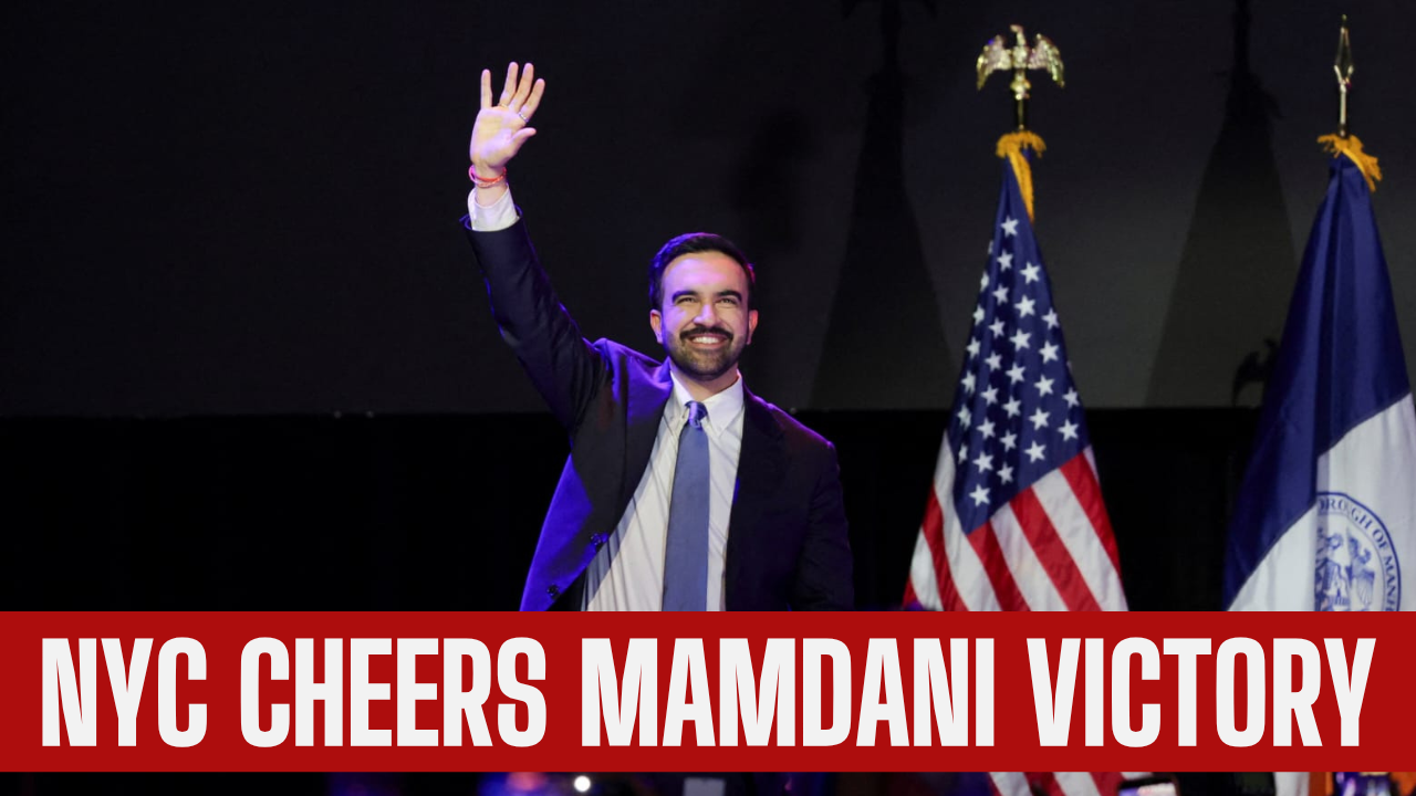 Mamdani supporters celebrates his mayoral election win