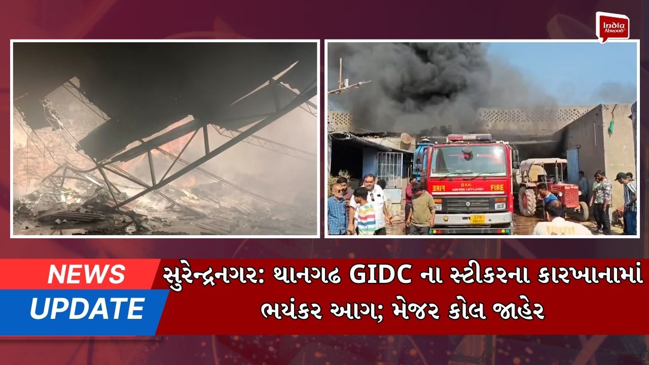 સુરેન્દ્રનગર: થાનગઢ GIDC ના સ્ટીકરના કારખાનામાં ભયંકર આગ; મેજર કોલ જાહેર