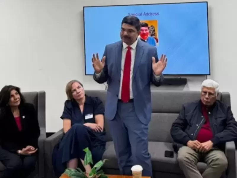  कॉन्सुल जनरल के. श्रीकर रेड्डी सैन फ्रांसिस्को में 'एनविजन इंडिया 2026' कॉन्फ्रेंस में मौजूद लोगों को संबोधित करते हुए।  