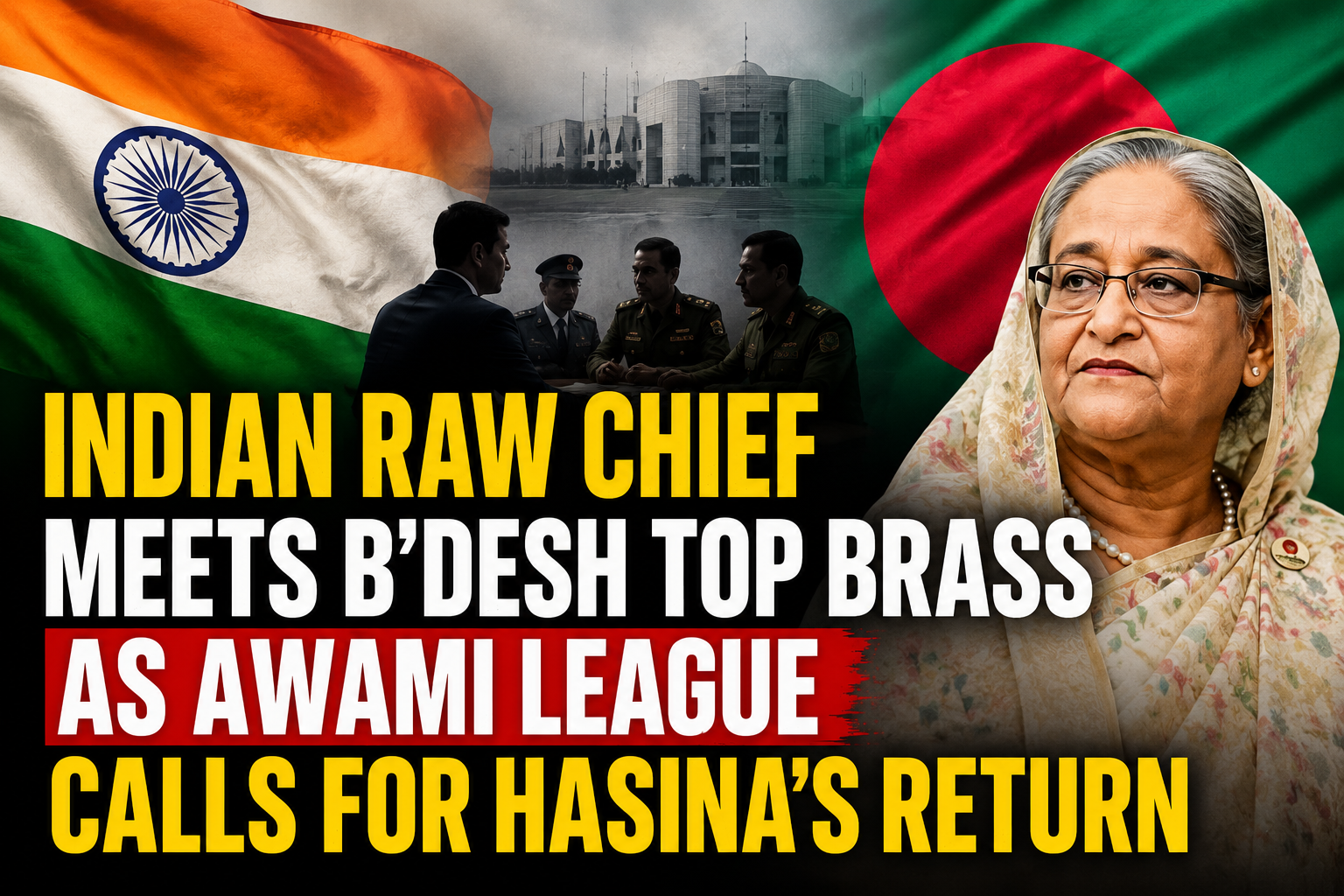 Indian RAW chief meets B'desh top brass as Awami League calls for Hasina's return